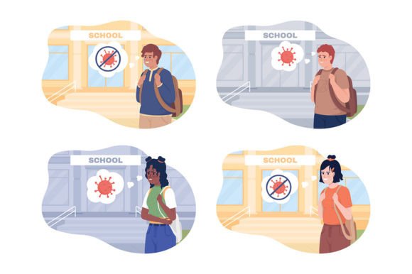 Back to School After Covid Illustrations