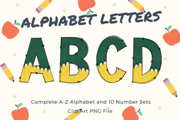 Back to School Alphabet Board Pencil Graphics