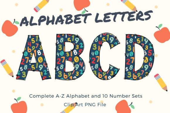 Back to School Alphabet Doodle Number: Graphics and Illustrations for Branding