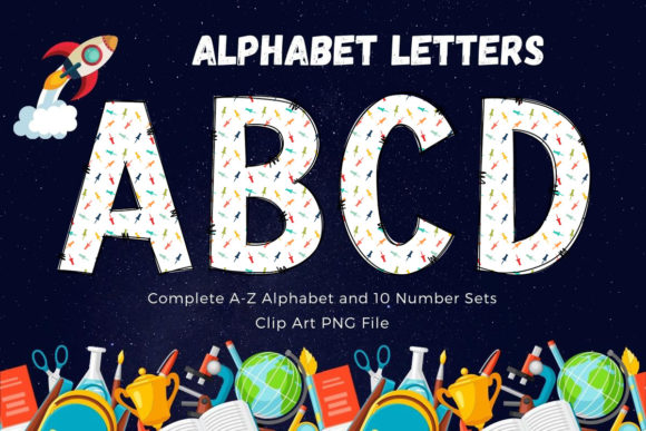 Back to School Alphabet Font Board Pins Graphics