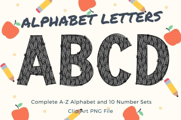 Back to School Alphabet Font Paper Clip