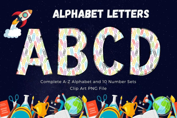 Back to School Alphabet Font Paper Clip2