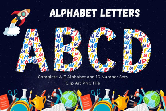 Back to School Doodle Alphabet Font a-Z
