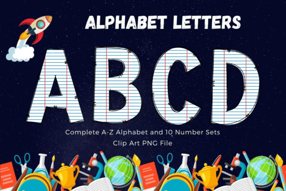 Back to School Doodle Alphabet Paper Graphics