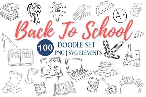 Back to School Doodle Clipart Bundle: Graphics for Real Business Use
