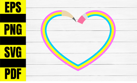 Back to School Heart Pencil Graphics