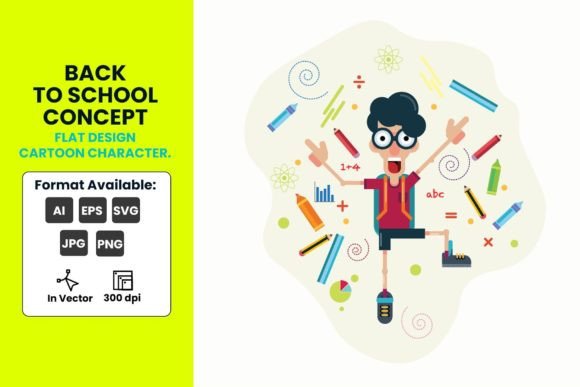Cartoon Character Back to School Concept