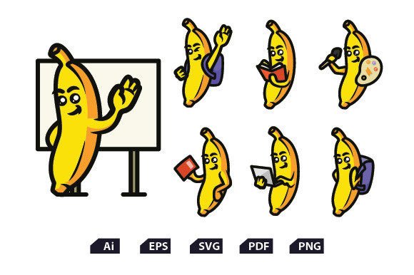 Cute Banana Student Back to School Set
