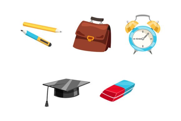 Flat Back to School Elements Graphics