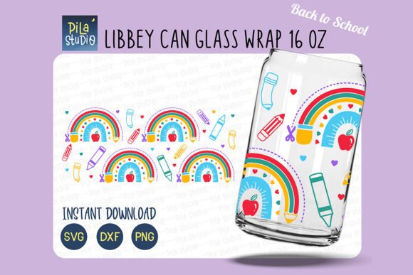 Rainbow Back to School Can Glass Svg Graphics